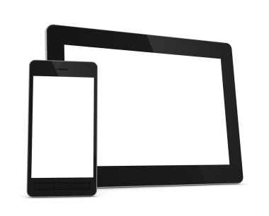 tablet bilgisayar ve cep telefonu konsepti 3d çizim
