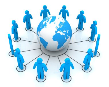 insanlar dünya çapındaki bağlantıları kavramı 3d çizim