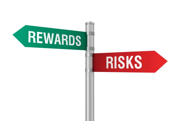 Risks rewards road sign — Stock Photo, Image