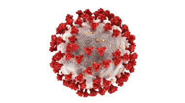 Coronavirus tek makro çekim beyaz zemin üzerinde 3D illüstrasyon