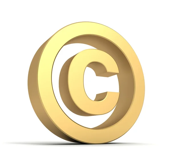 Copyright symbol 3d golden isolated on white background ⬇ Stock Photo