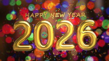 Mutlu yeni yıl kutlaması renkli illüstrasyon