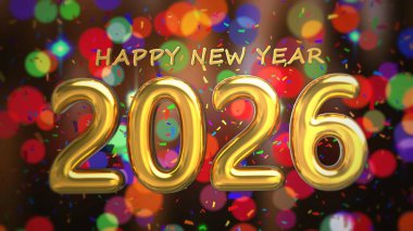 Mutlu yeni yıl kutlaması renkli illüstrasyon