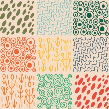 Vektör el çizimi yama işi pürüzsüz desen