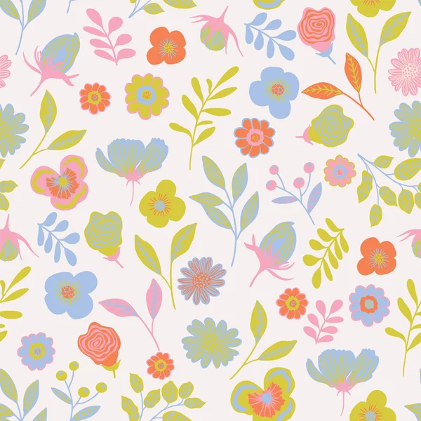 Vector bunte Wildblumen nahtlose Muster Hintergrund. lizenzfreie Stockillustrationen