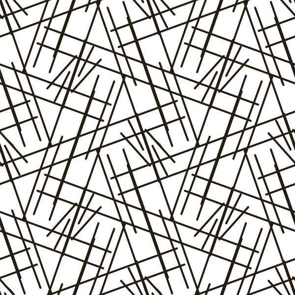 Vector black random lines seamless pattern background — Stock Vector