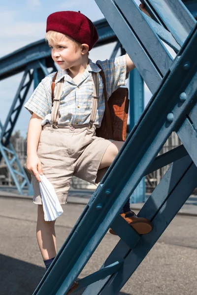 Little French School Child at Play — Stock Photo, Image