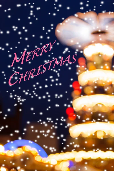 Snowy Christmas Lights Silhouette - Merry Christmas — Stock Photo, Image