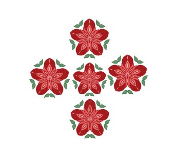 Beyaz arkaplanda üç çiçeğin deseni