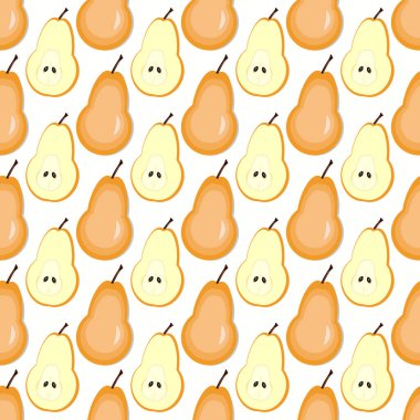 Beyaz zemin üzerindeki armut ve yarımların deseni