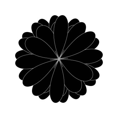 Beyaz arka planda bir sürü taç yaprağı olan siyah çiçek.