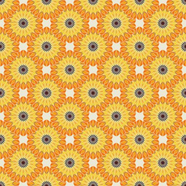 Tekstil ve ambalaj tasarımı için mandala-ayçiçeği deseni