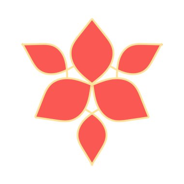 Beyaz arka planda sarı çizgili kırmızı yapraklı logo