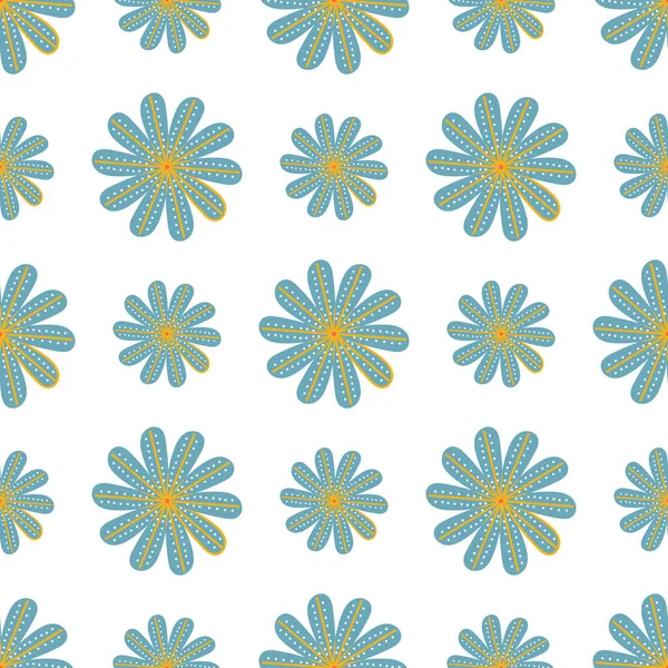 Un motif de marguerites vertes avec un motif de cercles blancs sur un fond blanc — Image vectorielle