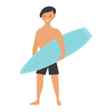 Mavi tahtası olan bir erkek sörfçünün izole edilmiş görüntüsü.