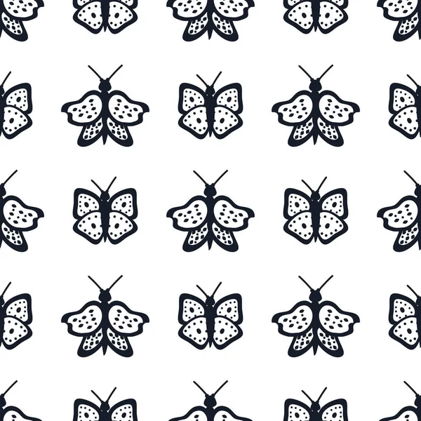 Black and white butterfly pattern on white background for web design — Stock Vector