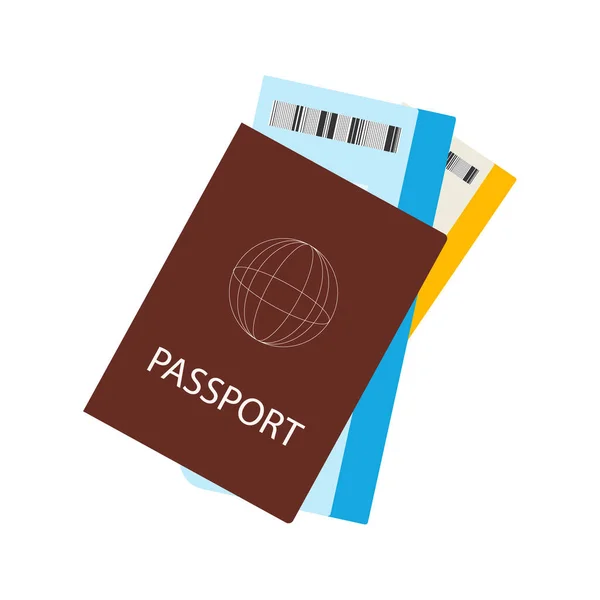 Passaporte com bilhetes para viajar de férias em fundo branco — Vetor de Stock