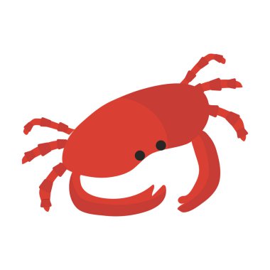 Web tasarımı için kullanılacak beyaz zemin üzerindeki kırmızı yengecin izole edilmiş görüntüsü veya giysi için yazdırma