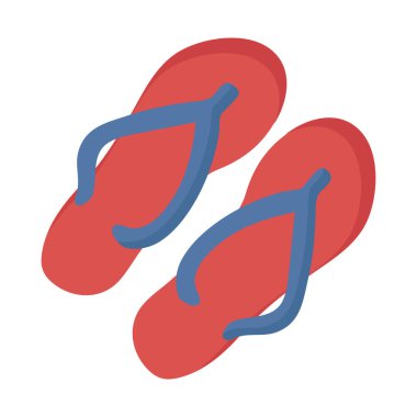 Beyaz arka planda tatildeyken rahatlamak için tasarlanmış plaj terlikleri.