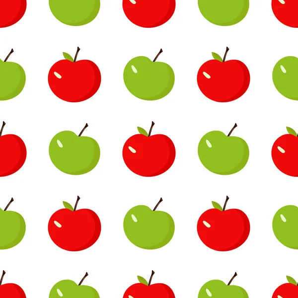 Un motif de pommes vertes et rouges sur un fond clair — Image vectorielle