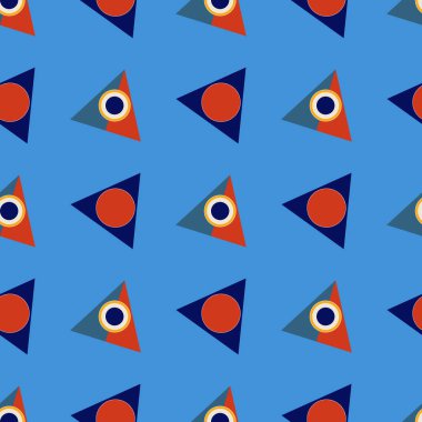 Tekstil ya da ambalaj tasarımı için desen soyut mavi-kırmızı üçgenler