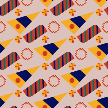 Pembe arkaplanda ambalaj tasarımı için soyut biçim deseni