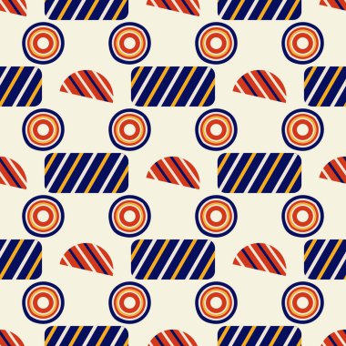 Bej bir arkaplan üzerinde kumaş veya ambalaj için çok renkli dairelerin soyut deseni