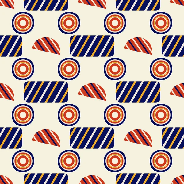 Patrón abstracto de círculos multicolores para tela o embalaje sobre fondo beige — Archivo Imágenes Vectoriales