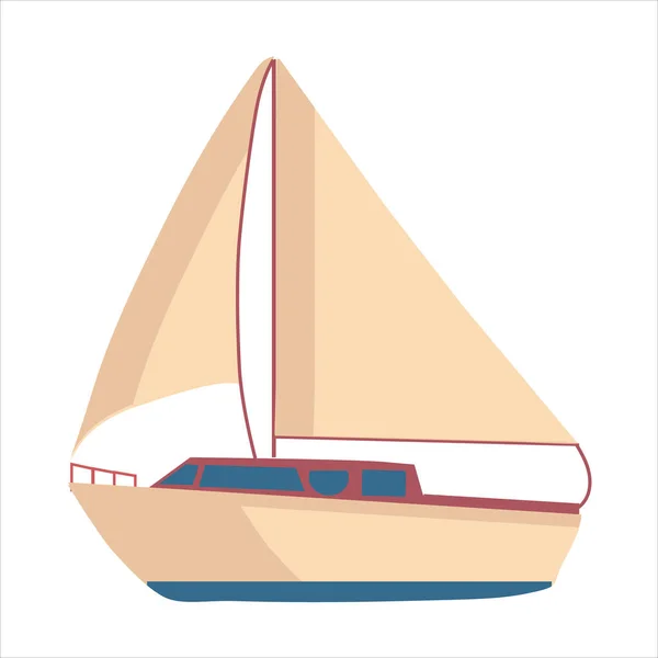 Beiges Segelboot als Sport auf weißem Hintergrund für den Einsatz im Webdesign — Stockvektor