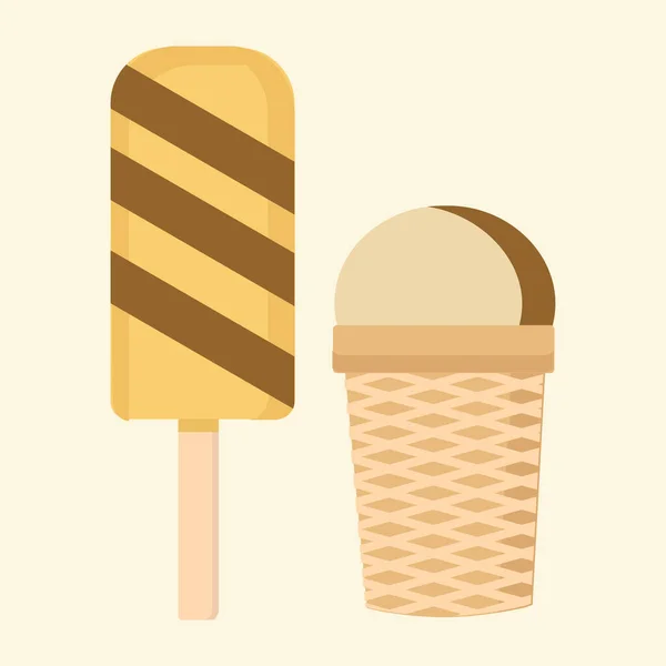 Eis am Stiel und Eis im Becher für Webdesign zum Thema Sommer — Stockvektor