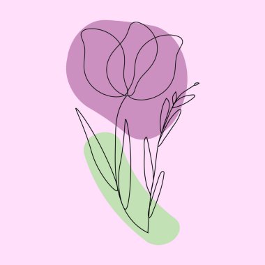 Laleler ve ince dallar soyut linart tarzında web tasarımı veya yazdırma için kullanılır