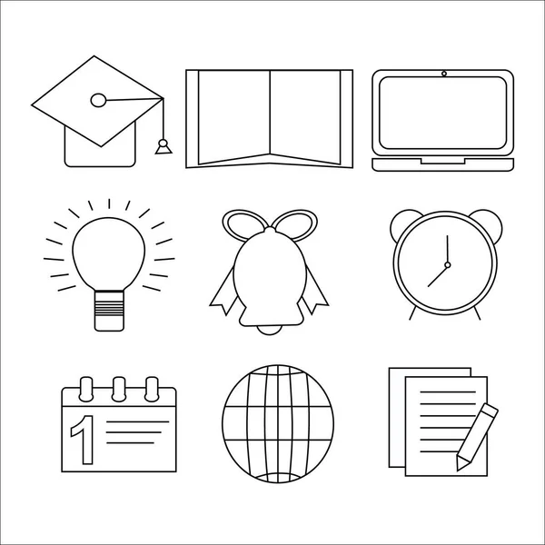 Zestaw ikon i kształtów na temat szkoły do stosowania w projektowaniu eb — Wektor stockowy