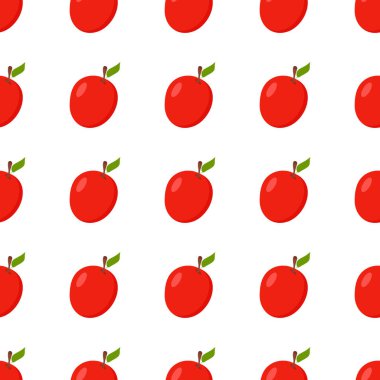Arkaplan ya da tekstil olarak kullanılmak üzere açık arkaplan üzerinde kırmızı elmaların bir deseni