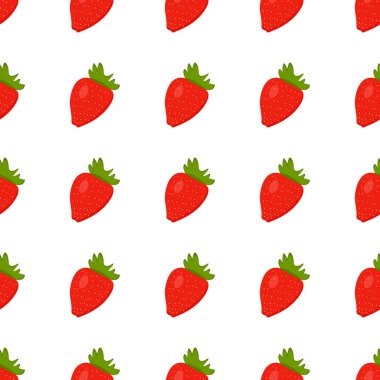 Web tasarımı, tekstil veya ambalaj için hafif arkaplan üzerindeki çilek deseni