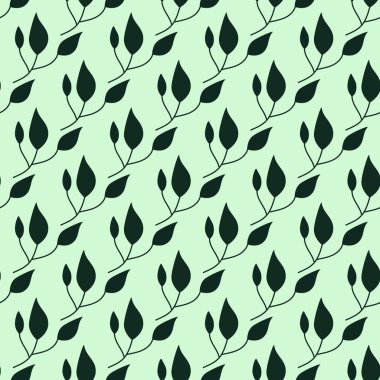 Tekstil veya ambalajda kullanılmak üzere hafif arkaplan üzerinde yaprakları olan bir dal deseni