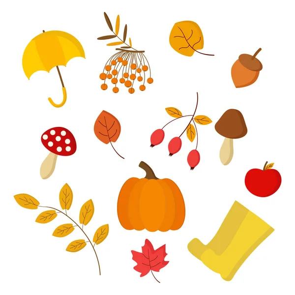 Ein Set zum Thema Herbst für Cliparts oder Webdesign — Stockvektor