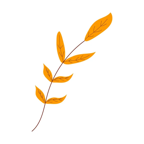 Un ramoscello con foglie gialle su sfondo bianco per l'uso in clip art o web design — Vettoriale Stock
