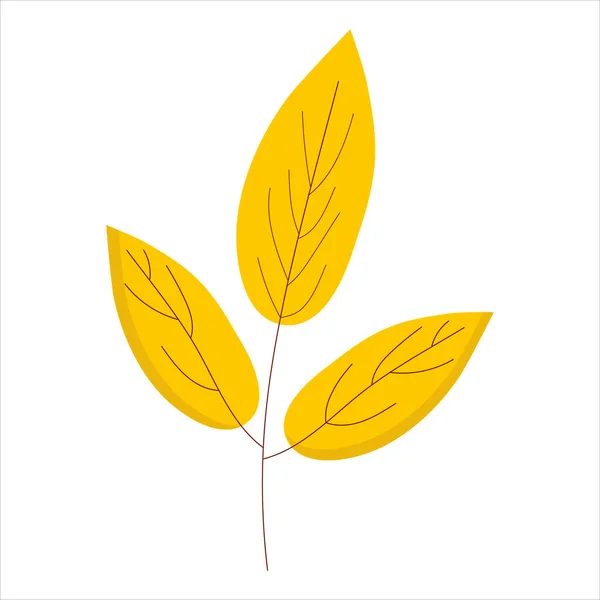 Гілка з жовтим листям на білому тлі для використання в кліп-арт або веб-дизайні — стоковий вектор
