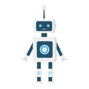 Clipart veya web tasarımında kullanmak için beyaz arkaplan üzerindeki robot