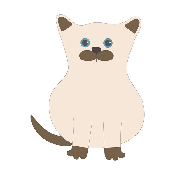 Gatito siamés en estilo garabato sobre fondo blanco para su uso en diseño web o clipart — Vector de stock