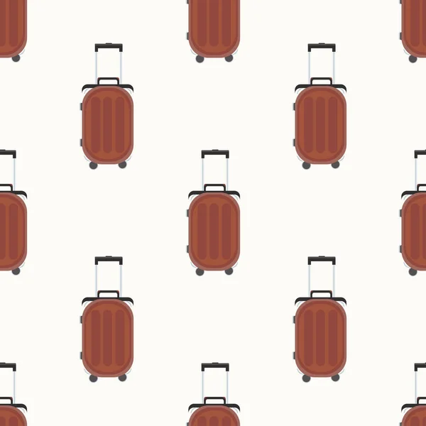 Pattern of a brown suitcase on a beige background for use in textiles — Stock Vector