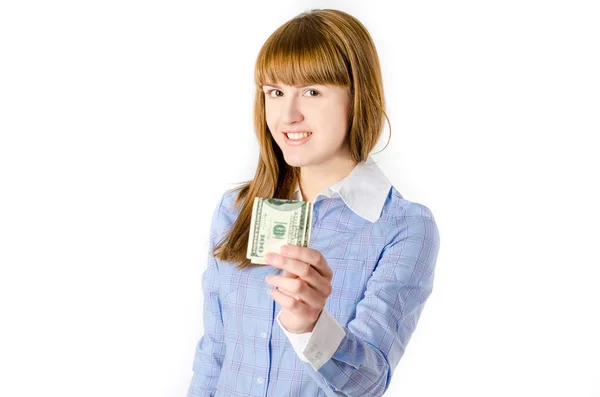 Business woman with dollars — Stock Photo, Image