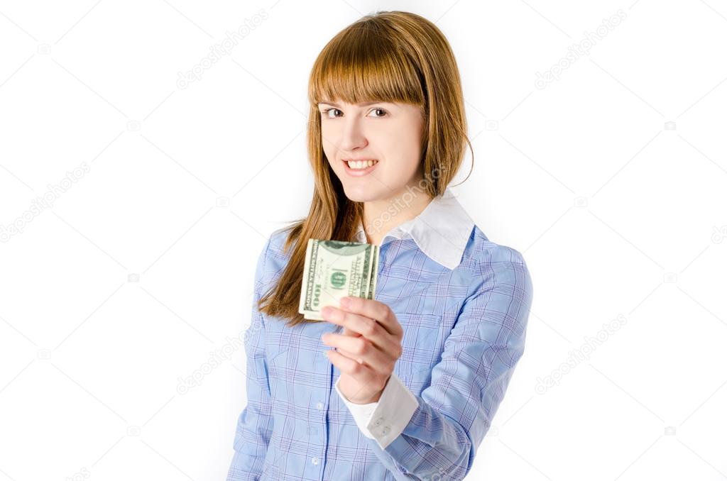 Business woman with dollars