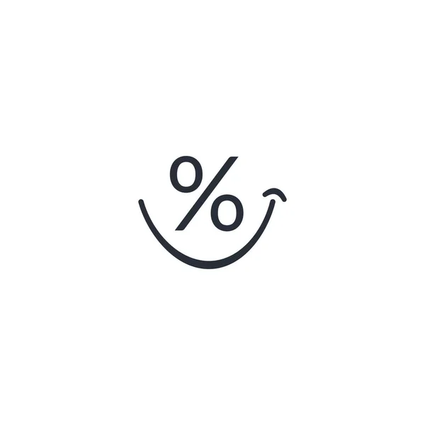 Porcentaje Sonrisa Icono Lineal Vectorial Aislado Sobre Fondo Blanco — Vector de stock