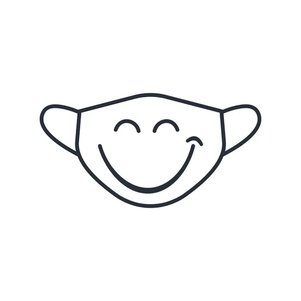 Máscara Médica Protectora Con Una Sonrisa Icono Lineal Vectorial Aislado — Vector de stock