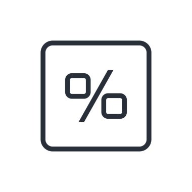 Kare yüzdelik ikon vektör çizgisi çizimi. İş, finans sembolü.