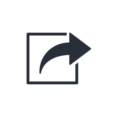 Web veya mobil uygulama için kare ve okla simgeyi paylaş. Beyaz arkaplanda vektör illüstrasyonu.