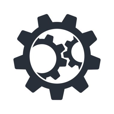 Üç etkileşimli sistem. Yayın tekerleri dönüş işareti. Karmaşık bir teknolojik operasyon süreci. Beyaz arkaplanda izole edilmiş basit vektör resimleme.