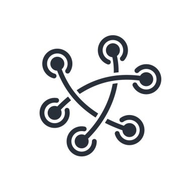 Fiber optik kablo ağı. Elektronik bağlantılar. Beyaz arkaplanda izole edilmiş vektör doğrusal simgesi.