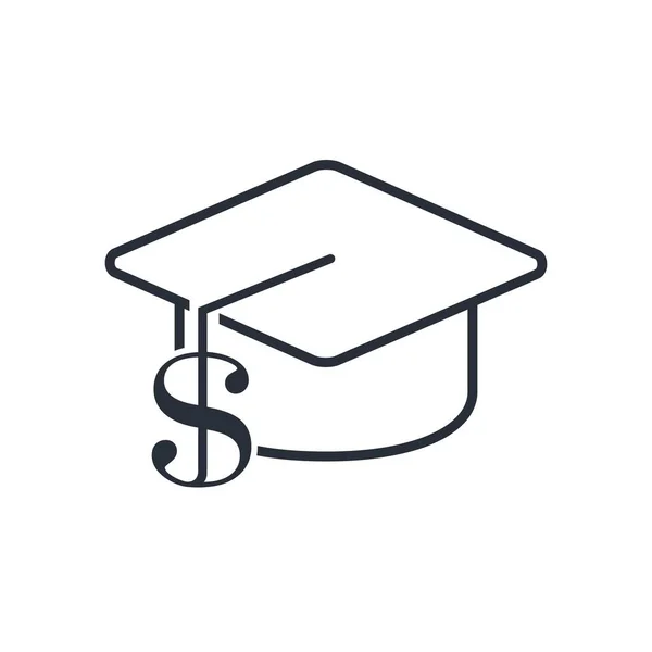 Chapéu Universitário Sinal Dólar Impulsionar Alfabetização Financeira Cursos Educação Consultas —  Vetores de Stock